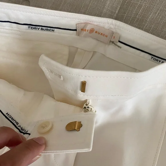 Tory Burch Cream Vanner Slim Trousers - Picture 3 of 5